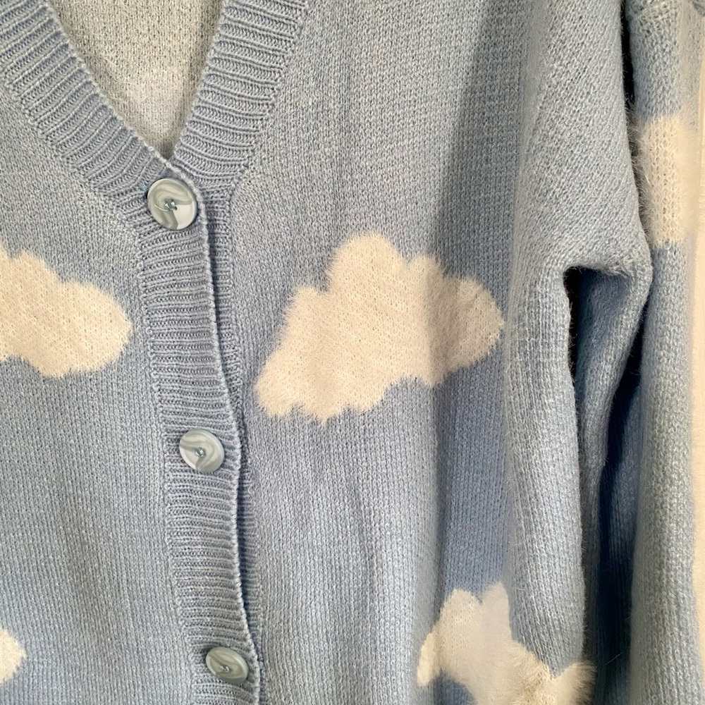 Blue Cloud Pattern Women's Sweater - image 6